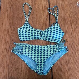 Aerie Blue & Green Checkered Bikini